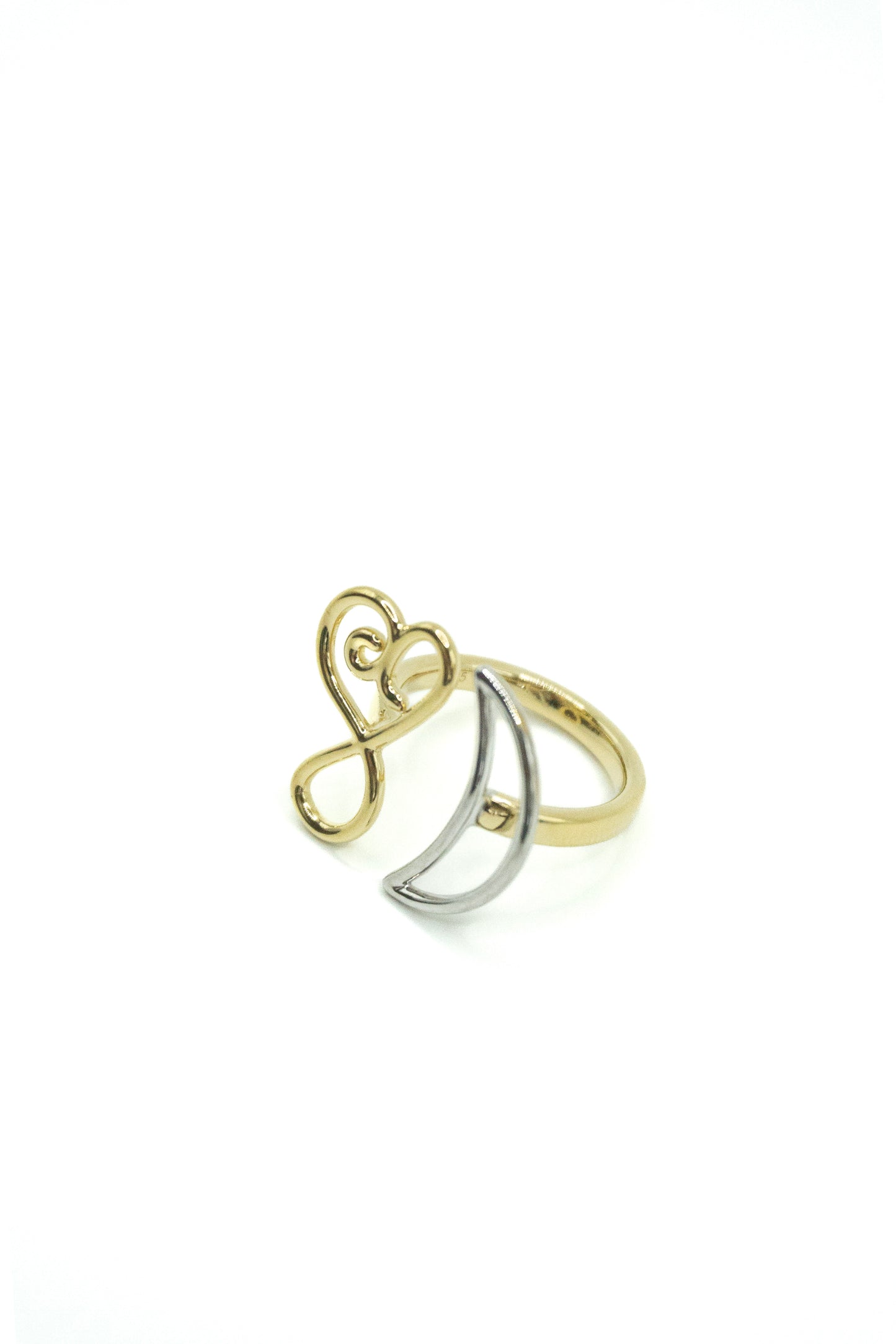 Crescent & Heart Huggie Ring